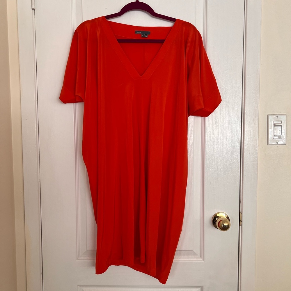 Vince Bold Red V-Neck Dress